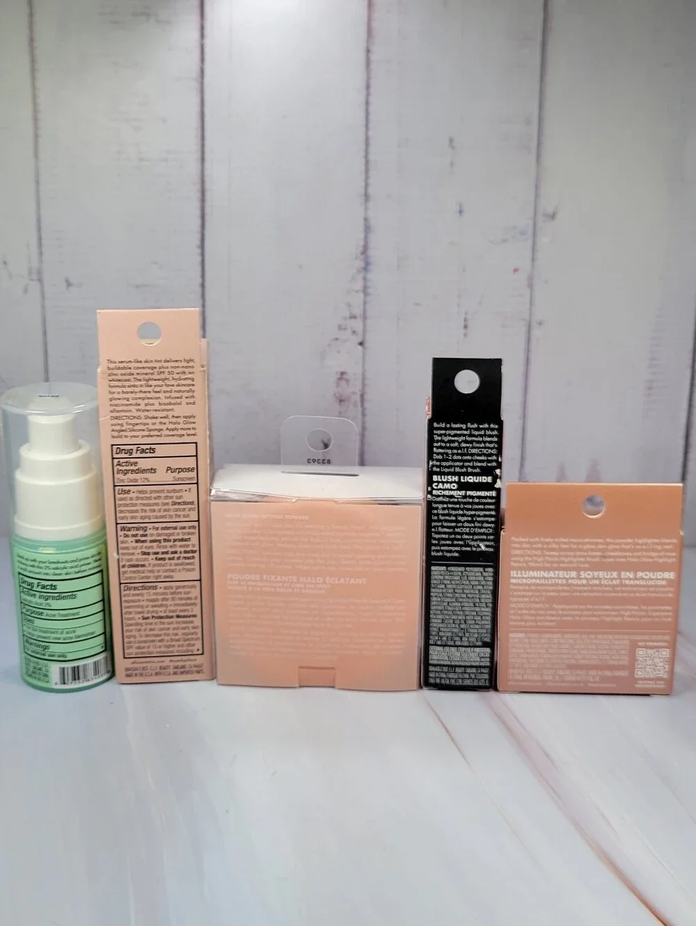 Elf Primer, Skin Tint Foundation,Setting Powder, Blush & Highlighter Bundle NEW